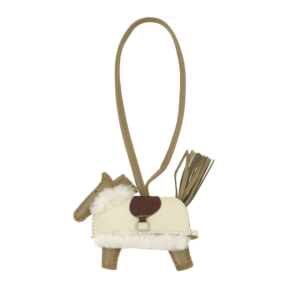 Hermes Rodeo Robeo Pluch PM Accessory Bag Charm, Agneau Milo Swift Shearling,...